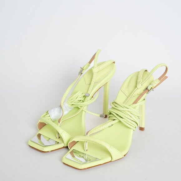 ✨ Schutz Vikki Leather Sandals Lace Up Stiletto Heel Fresh Green NEW - Picture 4 of 15